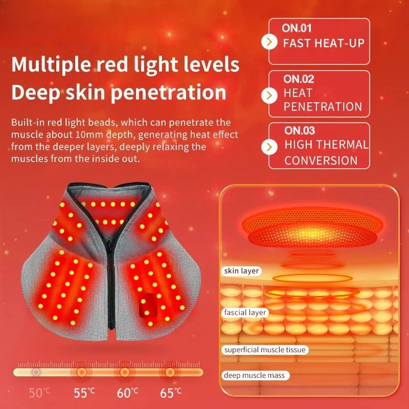 Red Light Therapy Neck Braces Relieve Neck Pain Fatigue Warmer Portable Easy To Carry Heated Warmth Health Care Neck Stretcher